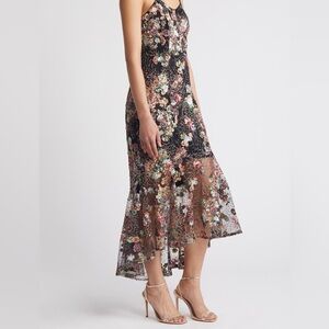 Sam Edelman Sequin Floral High-Low Cocktail Dress